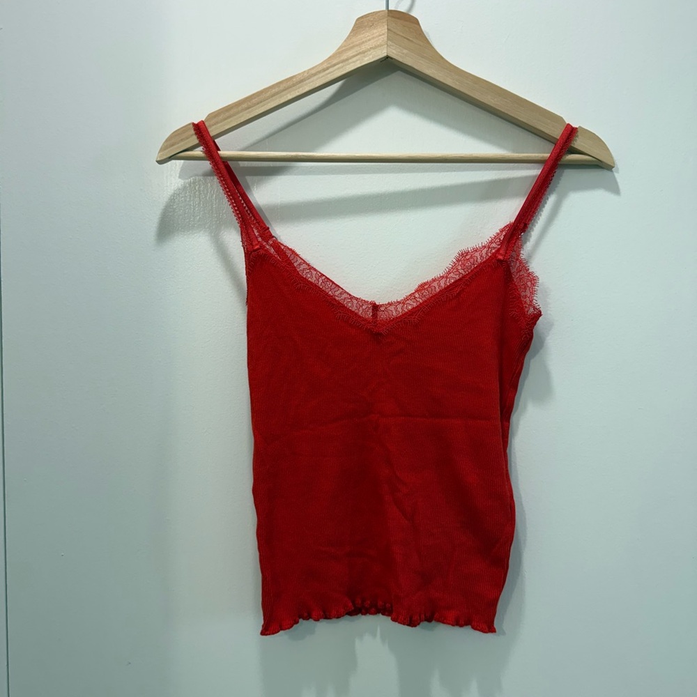 J. Crew Vibrant Red Lace Camisole